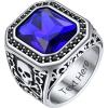 ChainsHouse Mens Black Onyx Rings, Retro X Bone Skull Stainless Steel Signet Rings for Men, Black Onyx Agate Gemstone Rings Jewelry, Offer Custom Service, Size 7-14(G: Steel-Blue Stone-Custom)