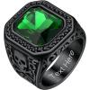 ChainsHouse Mens Black Onyx Rings, Retro X Bone Skull Stainless Steel Signet Rings for Men, Black Onyx Agate Gemstone Rings Jewelry, Offer Custom Service, Size 7-14(F: Black-Green Stone-Custom)