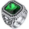 ChainsHouse Mens Black Onyx Rings, Retro X Bone Skull Stainless Steel Signet Rings for Men, Black Onyx Agate Gemstone Rings Jewelry, Offer Custom Service, Size 7-14(G: Steel-Green Stone-Custom)
