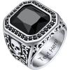 ChainsHouse Mens Black Onyx Rings, Retro X Bone Skull Stainless Steel Signet Rings for Men, Black Onyx Agate Gemstone Rings Jewelry, Offer Custom Service, Size 7-14(G: Steel-Black Onyx-Custom)