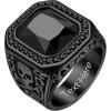 ChainsHouse Mens Black Onyx Rings, Retro X Bone Skull Stainless Steel Signet Rings for Men, Black Onyx Agate Gemstone Rings Jewelry, Offer Custom Service, Size 7-14(F: Black-Black Onyx-Custom)