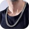 ChainsHouse Miami Cuban Link Chain Necklace for Men, 4.8mm/6mm/10mm/14mm Width, 14K Gold Plated/Stainless Steel/Black Mens Chunky Hip Hop Necklace Curb Chains, 14″-30″ Length, Come Gift Box(C: stainless-14mm)
