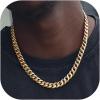 ChainsHouse Miami Cuban Link Chain Necklace for Men, 4.8mm/6mm/10mm/14mm Width, 14K Gold Plated/Stainless Steel/Black Mens Chunky Hip Hop Necklace Curb Chains, 14″-30″ Length, Come Gift Box(E: gold-10mm)
