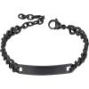 ChainsHouse Personalized ID Bracelet for Men Women Stainless Steel Cuban Curb Link Chain Custom Engrave Bar Bracelet Bangle, 7mm Width, 19-21CM, Send Gift Box(B: Black-7MM)