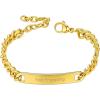 ChainsHouse Personalized ID Bracelet for Men Women Stainless Steel Cuban Curb Link Chain Custom Engrave Bar Bracelet Bangle, 7mm Width, 19-21CM, Send Gift Box(C: Gold–7MM)