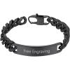 ChainsHouse Personalized ID Bracelet for Men Women Stainless Steel Cuban Curb Link Chain Custom Engrave Bar Bracelet Bangle, 7mm Width, 19-21CM, Send Gift Box(B: Black-10MM)