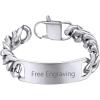 ChainsHouse Personalized ID Bracelet for Men Women Stainless Steel Cuban Curb Link Chain Custom Engrave Bar Bracelet Bangle, 7mm Width, 19-21CM, Send Gift Box(A: Stainless-15MM)