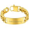 ChainsHouse Personalized ID Bracelet for Men Women Stainless Steel Cuban Curb Link Chain Custom Engrave Bar Bracelet Bangle, 7mm Width, 19-21CM, Send Gift Box(C: Gold-15MM)