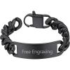 ChainsHouse Personalized ID Bracelet for Men Women Stainless Steel Cuban Curb Link Chain Custom Engrave Bar Bracelet Bangle, 7mm Width, 19-21CM, Send Gift Box(B: Black-15MM)