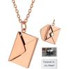 ChainsHouse Personalized Locket Necklace, Custom Envelope Necklaces with Photo Message Engraved for Women, Stainless Steel/Black/Gold/Rose Gold Plated Memorial Gift for Wife (with Gift Box)(A – Engraved & Photo Locket-Rose Gold)