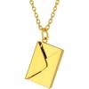 ChainsHouse Personalized Locket Necklace, Custom Envelope Necklaces with Photo Message Engraved for Women, Stainless Steel/Black/Gold/Rose Gold Plated Memorial Gift for Wife (with Gift Box)(B – Love You Envelope-Gold)
