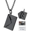 ChainsHouse Personalized Locket Necklace, Custom Envelope Necklaces with Photo Message Engraved for Women, Stainless Steel/Black/Gold/Rose Gold Plated Memorial Gift for Wife (with Gift Box)(A – Engraved & Photo Locket-Black)