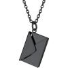 ChainsHouse Personalized Locket Necklace, Custom Envelope Necklaces with Photo Message Engraved for Women, Stainless Steel/Black/Gold/Rose Gold Plated Memorial Gift for Wife (with Gift Box)(B – Love You Envelope-Black)