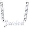 ChainsHouse Personalized Name Necklace Custom Engraved Nameplate for Men/Women, 18″+5cm Adjustable Cuban Chain, Stainless Steel/Gold/Black Plated Dainty Jewelry Gift for Birthday/Anniversary(A: Cuban Chain-Steel)