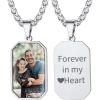 ChainsHouse Personalized Photo Necklace Men Women, Stainless Steel/18K Gold Plated Chain, Custom Picture Image Engrave Text Rectangular/Heart/Oval/Dogtag Pendant DIY Memorial Jewelry,Send Gift Box(N: Octagon Tag – Photo&Text-Steel)