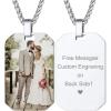 ChainsHouse Personalized Photo Necklace Men Women, Stainless Steel/18K Gold Plated Chain, Custom Picture Image Engrave Text Rectangular/Heart/Oval/Dogtag Pendant DIY Memorial Jewelry,Send Gift Box(E: Octagonal Tag-Steel)