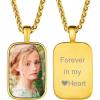 ChainsHouse Personalized Photo Necklace Men Women, Stainless Steel/18K Gold Plated Chain, Custom Picture Image Engrave Text Rectangular/Heart/Oval/Dogtag Pendant DIY Memorial Jewelry,Send Gift Box(F: Rectangle-Gold)
