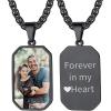 ChainsHouse Personalized Photo Necklace Men Women, Stainless Steel/18K Gold Plated Chain, Custom Picture Image Engrave Text Rectangular/Heart/Oval/Dogtag Pendant DIY Memorial Jewelry,Send Gift Box(N: Octagon Tag – Photo&Text-Black)