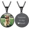 ChainsHouse Personalized Photo Necklace Men Women, Stainless Steel/18K Gold Plated Chain, Custom Picture Image Engrave Text Rectangular/Heart/Oval/Dogtag Pendant DIY Memorial Jewelry,Send Gift Box(L: Round Shape – Photo&Text-Black)