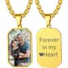 ChainsHouse Personalized Photo Necklace Men Women, Stainless Steel/18K Gold Plated Chain, Custom Picture Image Engrave Text Rectangular/Heart/Oval/Dogtag Pendant DIY Memorial Jewelry,Send Gift Box(N: Octagon Tag – Photo&Text-Gold)