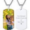 ChainsHouse Personalized Photo Necklace Men Women, Stainless Steel/18K Gold Plated Chain, Custom Picture Image Engrave Text Rectangular/Heart/Oval/Dogtag Pendant DIY Memorial Jewelry,Send Gift Box(D: Army Dogtag-Steel)