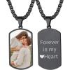 ChainsHouse Personalized Photo Necklace Men Women, Stainless Steel/18K Gold Plated Chain, Custom Picture Image Engrave Text Rectangular/Heart/Oval/Dogtag Pendant DIY Memorial Jewelry,Send Gift Box(M: Military Tag – Photo&Text-Black)