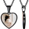 ChainsHouse Personalized Photo Necklace Men Women, Stainless Steel/18K Gold Plated Chain, Custom Picture Image Engrave Text Rectangular/Heart/Oval/Dogtag Pendant DIY Memorial Jewelry,Send Gift Box(O: Heart – 2 sided Photos-Black)