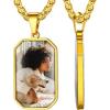 ChainsHouse Personalized Photo Necklace Men Women, Stainless Steel/18K Gold Plated Chain, Custom Picture Image Engrave Text Rectangular/Heart/Oval/Dogtag Pendant DIY Memorial Jewelry,Send Gift Box(R: Octagon Tag – 2 sided Photos-Gold)