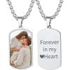 ChainsHouse Personalized Photo Necklace Men Women, Stainless Steel/18K Gold Plated Chain, Custom Picture Image Engrave Text Rectangular/Heart/Oval/Dogtag Pendant DIY Memorial Jewelry,Send Gift Box(M: Military Tag – Photo&Text-Steel)
