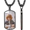 ChainsHouse Personalized Photo Necklace Men Women, Stainless Steel/18K Gold Plated Chain, Custom Picture Image Engrave Text Rectangular/Heart/Oval/Dogtag Pendant DIY Memorial Jewelry,Send Gift Box(Q: Military Tag – 2 sided Photos-Black)