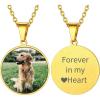 ChainsHouse Personalized Photo Necklace Men Women, Stainless Steel/18K Gold Plated Chain, Custom Picture Image Engrave Text Rectangular/Heart/Oval/Dogtag Pendant DIY Memorial Jewelry,Send Gift Box(L: Round Shape – Photo&Text-Gold)