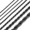 ChainsHouse Rope Chain for Men Women, Stainless Steel Twisted Chain Necklace 1.5mm/2mm/3mm/3.8mm/6mm Width, Black/14K Gold Mens Rope Chains Jewelry 16″-30″, Send Gift Box(c. 1.5mm width-black)