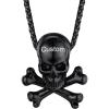 ChainsHouse Skull Necklace for Men, Retro Gothic Punk Jewelry Biker Necklace for Men Women Free Engraving Stainless Steel Dog Tag Pendant Necklace,with Gift Box(02. Crossbone-Black)