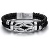 ChainsHouse Square Love Knot Bracelets for Men Braided Leather Stainless Steel Infinity Bracelets with Love Message Card Aniversary Birthday Gift for Men/Love/Husband/Dad(22-Custom-Braided)