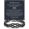 ChainsHouse Square Love Knot Bracelets for Men Braided Leather Stainless Steel Infinity Bracelets with Love Message Card Aniversary Birthday Gift for Men/Love/Husband/Dad(15-To My Love-Black)