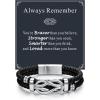 ChainsHouse Square Love Knot Bracelets for Men Braided Leather Stainless Steel Infinity Bracelets with Love Message Card Aniversary Birthday Gift for Men/Love/Husband/Dad(06-Always Remember-Braided)