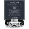 ChainsHouse Square Love Knot Bracelets for Men Braided Leather Stainless Steel Infinity Bracelets with Love Message Card Aniversary Birthday Gift for Men/Love/Husband/Dad(02-To My Man-Braided)