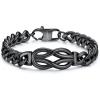 ChainsHouse Square Love Knot Bracelets for Men Braided Leather Stainless Steel Infinity Bracelets with Love Message Card Aniversary Birthday Gift for Men/Love/Husband/Dad(24-Custom-Black)