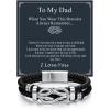 ChainsHouse Square Love Knot Bracelets for Men Braided Leather Stainless Steel Infinity Bracelets with Love Message Card Aniversary Birthday Gift for Men/Love/Husband/Dad(07-To My Dad-Braided)