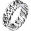 ChainsHouse Stainless Steel Band Cuban Link Ring for Men Women, 6.4MM-7MM Wide, Size 07-14, with Gift Box(A: Steel-7MM Wide)