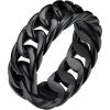 ChainsHouse Stainless Steel Band Cuban Link Ring for Men Women, 6.4MM-7MM Wide, Size 07-14, with Gift Box(B: Black-7MM Wide)