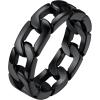 ChainsHouse Stainless Steel Band Cuban Link Ring for Men Women, 6.4MM-7MM Wide, Size 07-14, with Gift Box(E: Black-6.4MM Wide)