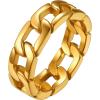 ChainsHouse Stainless Steel Band Cuban Link Ring for Men Women, 6.4MM-7MM Wide, Size 07-14, with Gift Box(F: Gold-6.4MM Wide)