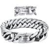 ChainsHouse Stainless Steel Cuban Link Bracelet, 8mm/12mm/17mm Width, 7.5″/8.3″/9″, 18K Gold Plated Chain Wrist Bracelets for Men Women, Send Gift Box(L: Steel-17mm width-custom)