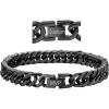 ChainsHouse Stainless Steel Cuban Link Bracelet, 8mm/12mm/17mm Width, 7.5″/8.3″/9″, 18K Gold Plated Chain Wrist Bracelets for Men Women, Send Gift Box(P: Black-8mm width-custom)