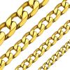 ChainsHouse Stainless Steel Cuban Link Chain Necklace for Men Women, Black/14K Gold Plated Flat Cuban Chain, 4mm/6mm/9mm/13mm Width Hip Hop Jewelry Mens Cuban Chain, 14″-30″ Length-with Gift Box(F: Cuban-Gold-6mm)