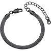 ChainsHouse Stainless Steel Herringbone Flat Chain Bracelets for Women,18K Gold/Rose Gold/Black Metal Paperclip/Snake/Cuban/Figaro Sterling Silver Link Charm Bracelet, 16+5cm Adjustable, With Gift Box(g. herringbone-black-6mm)
