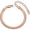 ChainsHouse Stainless Steel Herringbone Flat Chain Bracelets for Women,18K Gold/Rose Gold/Black Metal Paperclip/Snake/Cuban/Figaro Sterling Silver Link Charm Bracelet, 16+5cm Adjustable, With Gift Box(h. herringbone-rose gold-6mm)