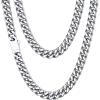 ChainsHouse Stainless Steel Mens Cuban Link Chain, Black/ 18K Gold Plated Miami Cuban Chain Necklace, 5mm/7mm/9mm/12mm/14mm Width, No Tarnish& Durable Hip Hop Mens Jewelry, 18″-30″, Send Gift Box(a. 7mm width-steel)
