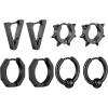 ChainsHouse Stud Earrings for Men Women,316L Stainless Steel/14K Gold/Black Plated Metal, Punk Hypoallergenic Surgical Huggie Hoop Earrings Mens Jewelry Piercing Hoop Earrings(F: Black-Different Disign(4 Pairs))